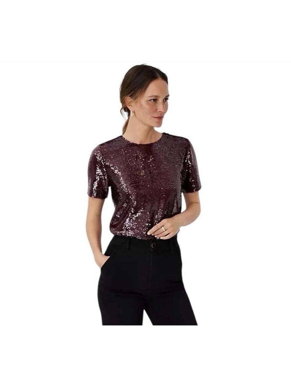 Ann Taylor Purple Sequin Top